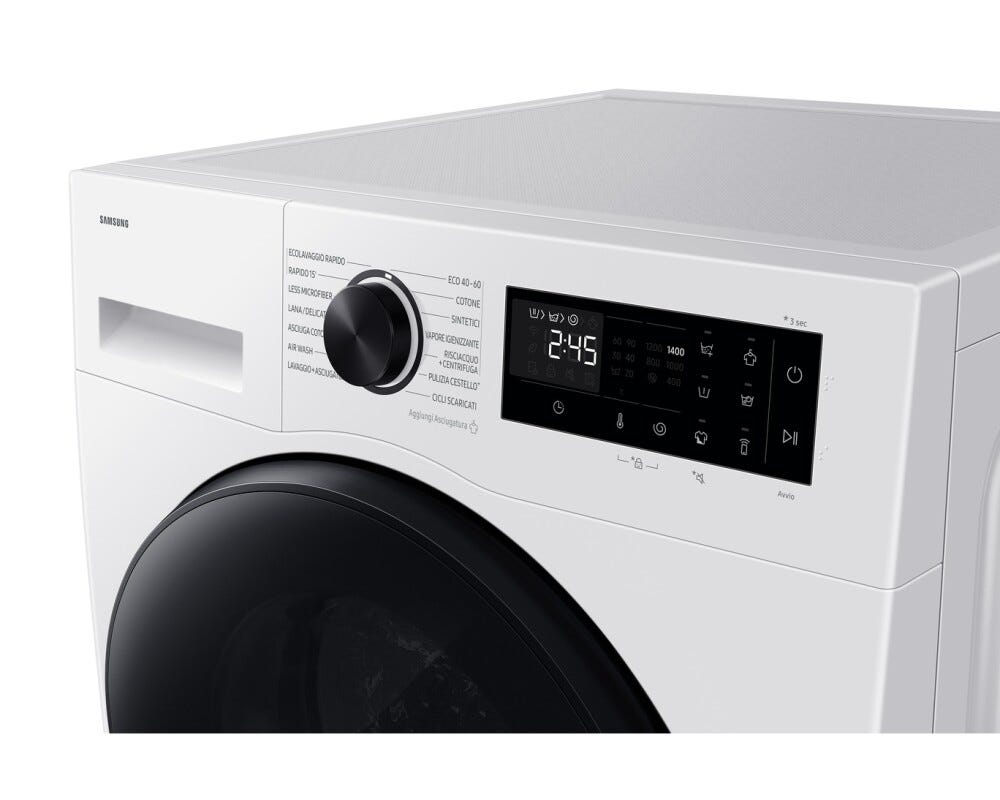 Samsung WD90HG5U34 Lavasciuga a carica frontale a libera installazione 9 kg lavaggio/6 kg asciugatura, Classe A, AI Ecobubble™, Bubble Shot, Digital Inverter, Biammco