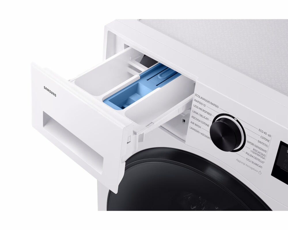 Samsung WD90HG5U34 Lavasciuga a carica frontale a libera installazione 9 kg lavaggio/6 kg asciugatura, Classe A, AI Ecobubble™, Bubble Shot, Digital Inverter, Biammco