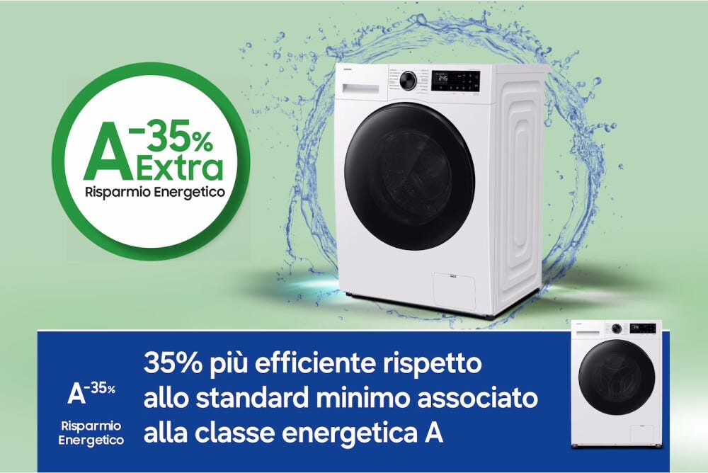 Samsung WD90HG5U34 Lavasciuga a carica frontale a libera installazione 9 kg lavaggio/6 kg asciugatura, Classe A, AI Ecobubble™, Bubble Shot, Digital Inverter, Biammco