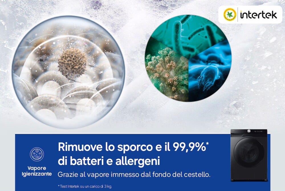Samsung WD90HG6U94BBU3 Lavasciuga a libera installazione, 9+6 kg, AI Control, Ecobubble, Hygiene Steam, Classe A/E, nero