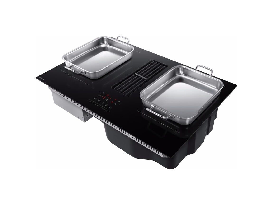Samsung CC90H84JADUR Piano cottura a induzione 90 cm, cappa integrata, Anti-Scratch Glass, AI Control, finitura Matte Black