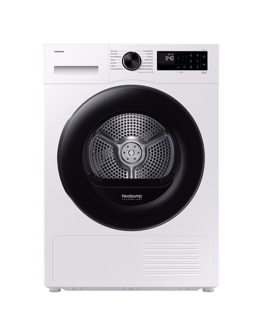 Samsung DV80DG52B0AEEO Asciugatrice a libera installazione, 8 kg, Pompa di calore, Optimal Dry, Hygiene Care, SmartThings, bianco