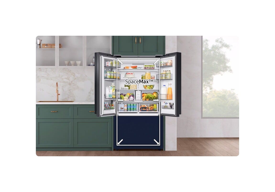 Samsung RF24BB620EB1EF Frigorifero con congelatore a libera installazione, French Door 3 porte, 674 L, SpaceMax™, Dual Ice Maker, Autofill Water Pitcher ,Nero