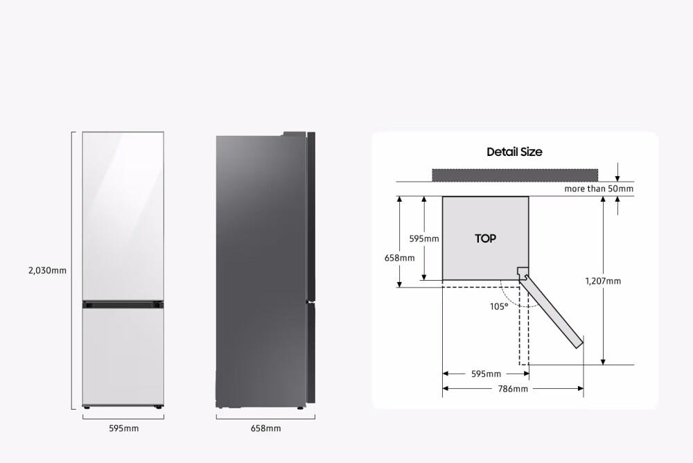 Samsung RB38C7B6CS9/EF Frigorifero con congelatore a libera installazioe, 390 L, No Frost, All‑Around Cooling, AI Energy Mode, Classe C, Metal Inox
