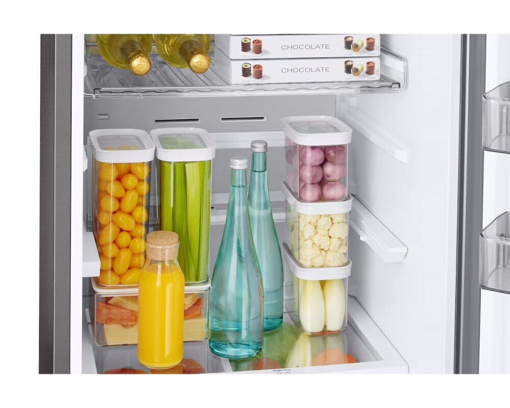 Samsung RB38C7B6CS9/EF Frigorifero con congelatore a libera installazioe, 390 L, No Frost, All‑Around Cooling, AI Energy Mode, Classe C, Metal Inox