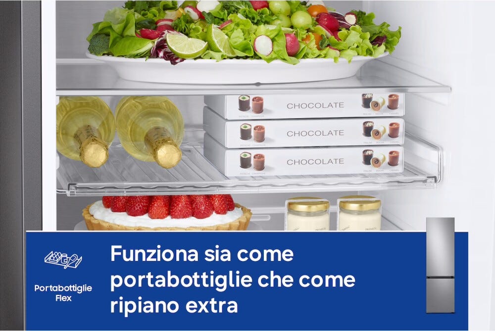 Samsung RB38C7B6CS9/EF Frigorifero con congelatore a libera installazioe, 390 L, No Frost, All‑Around Cooling, AI Energy Mode, Classe C, Metal Inox