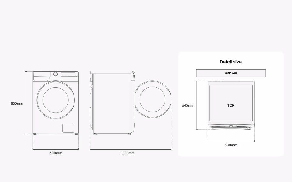 Samsung WD10HG6U94BEU3 Lavasciuga a libera installaizone 10+6 kg, AI Ecobubble™, Vapore Igienizzante, 1400 rpm, Classe D, Bianco