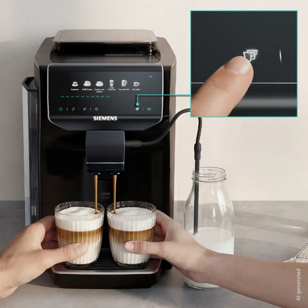 Siemens TP551E19 Macchina da caffè automatica, coffeeSelect, oneTouch DoubleCup, Nero