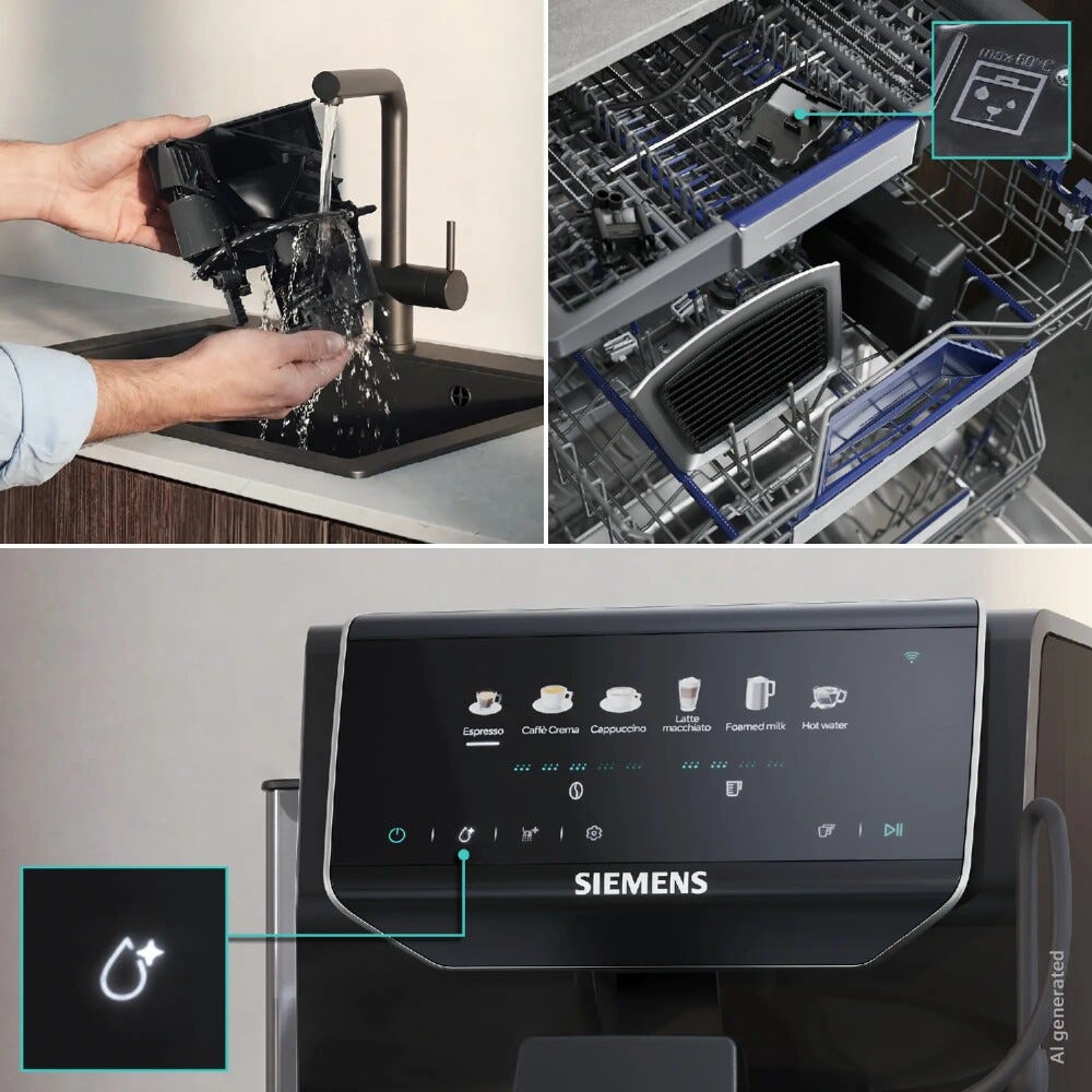 Siemens TP551E19 Macchina da caffè automatica, coffeeSelect, oneTouch DoubleCup, Nero