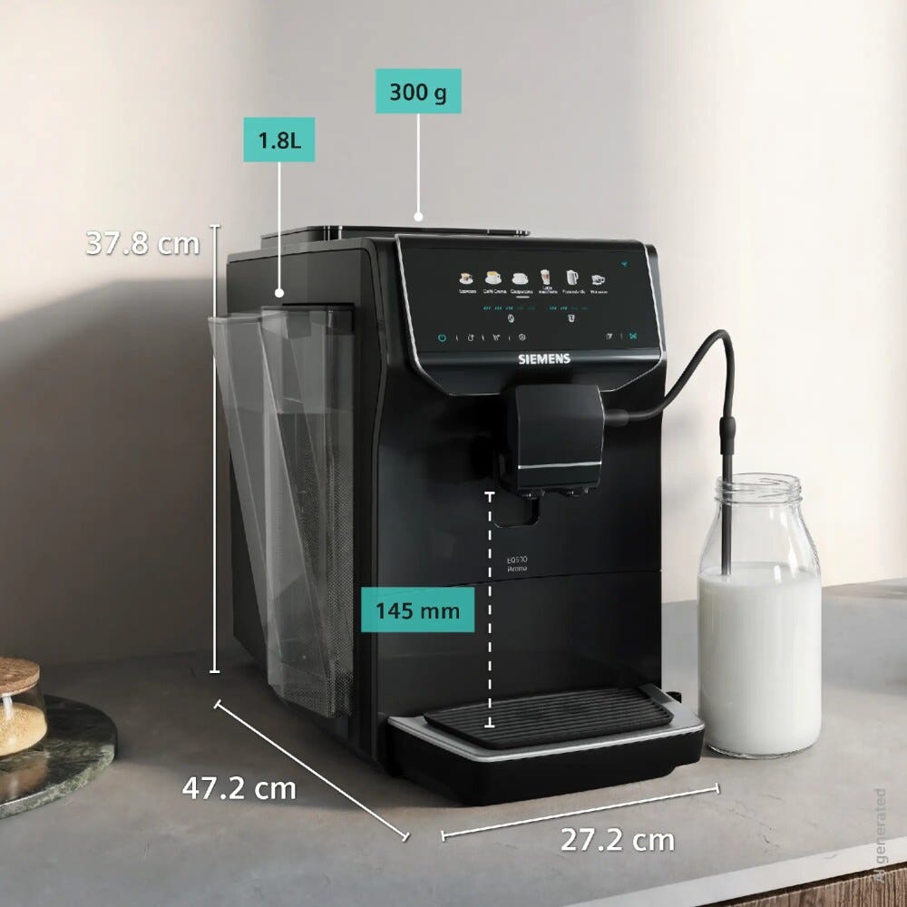Siemens TP551E19 Macchina da caffè automatica, coffeeSelect, oneTouch DoubleCup, Nero