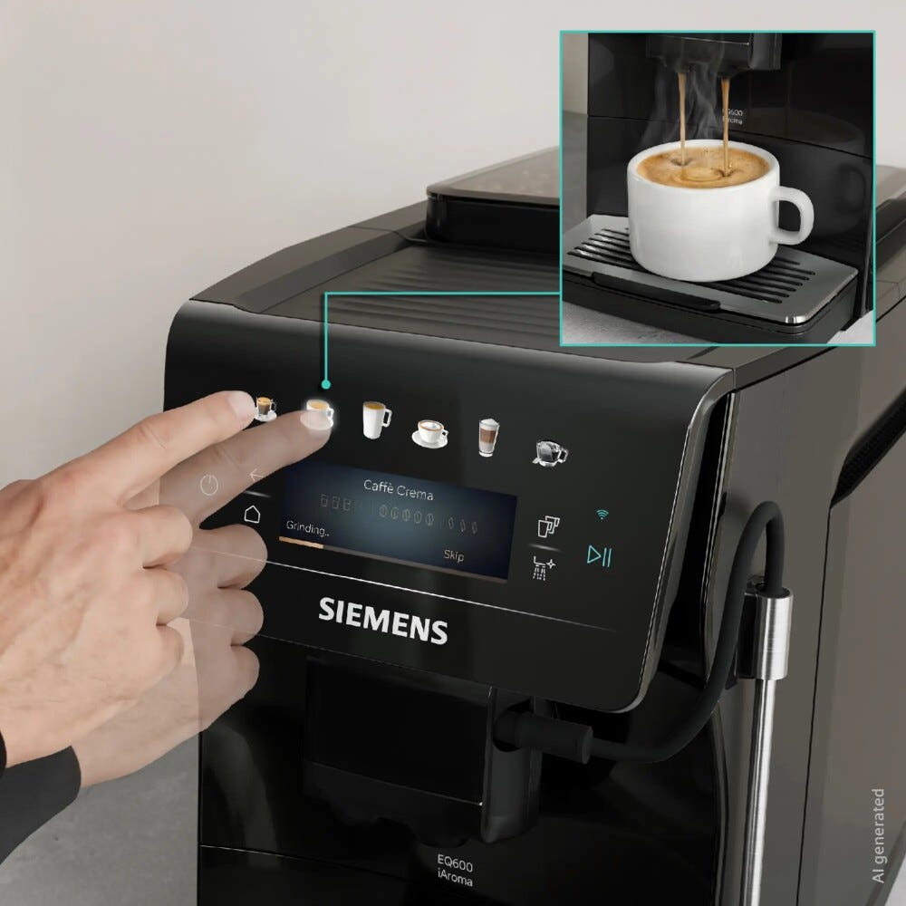 Siemens TP601E09 Macchina da caffè automatica, serbatoio 1,8 L, quickCup, coffeeWorld, Nero