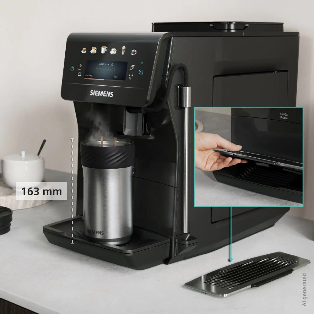 Siemens TP601E09 Macchina da caffè automatica, serbatoio 1,8 L, quickCup, coffeeWorld, Nero