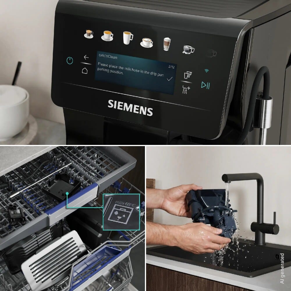 Siemens TP601E09 Macchina da caffè automatica, serbatoio 1,8 L, quickCup, coffeeWorld, Nero