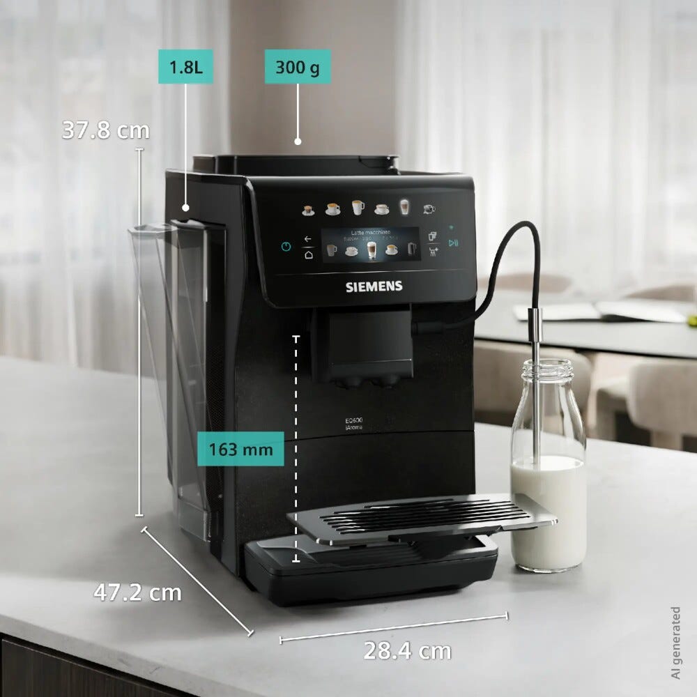 Siemens TP603E08 Macchina da caffè automatica, serbatoio 1,8 L, quickCup, coffeeWorld, Cold Brew, Nero