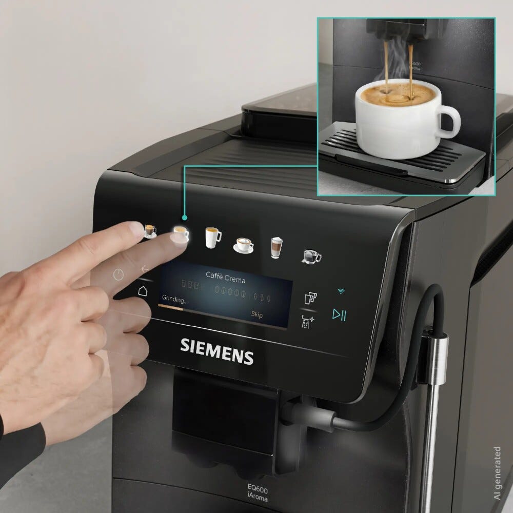 Siemens TP603E08 Macchina da caffè automatica, serbatoio 1,8 L, quickCup, coffeeWorld, Cold Brew, Nero