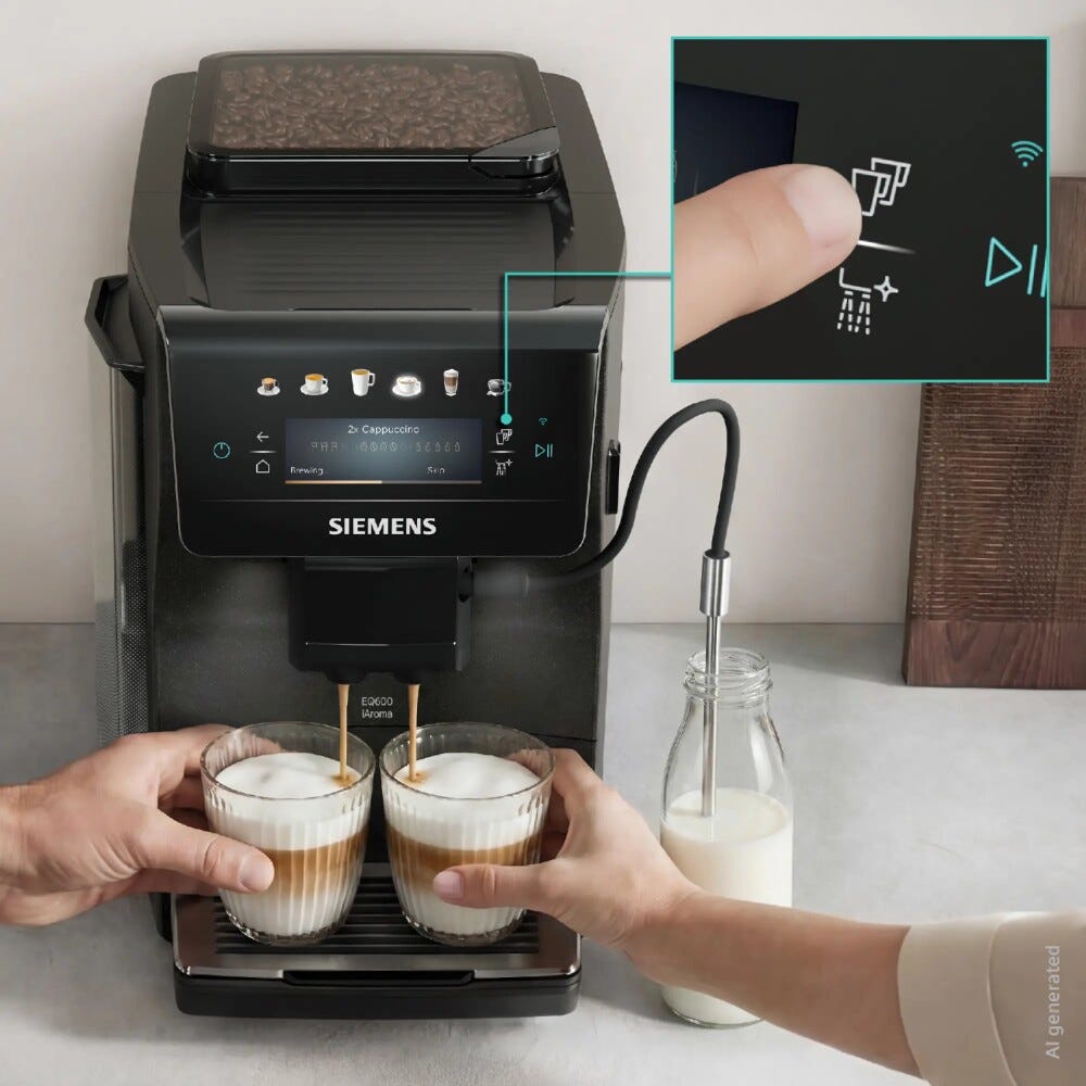 Siemens TP603E08 Macchina da caffè automatica, serbatoio 1,8 L, quickCup, coffeeWorld, Cold Brew, Nero