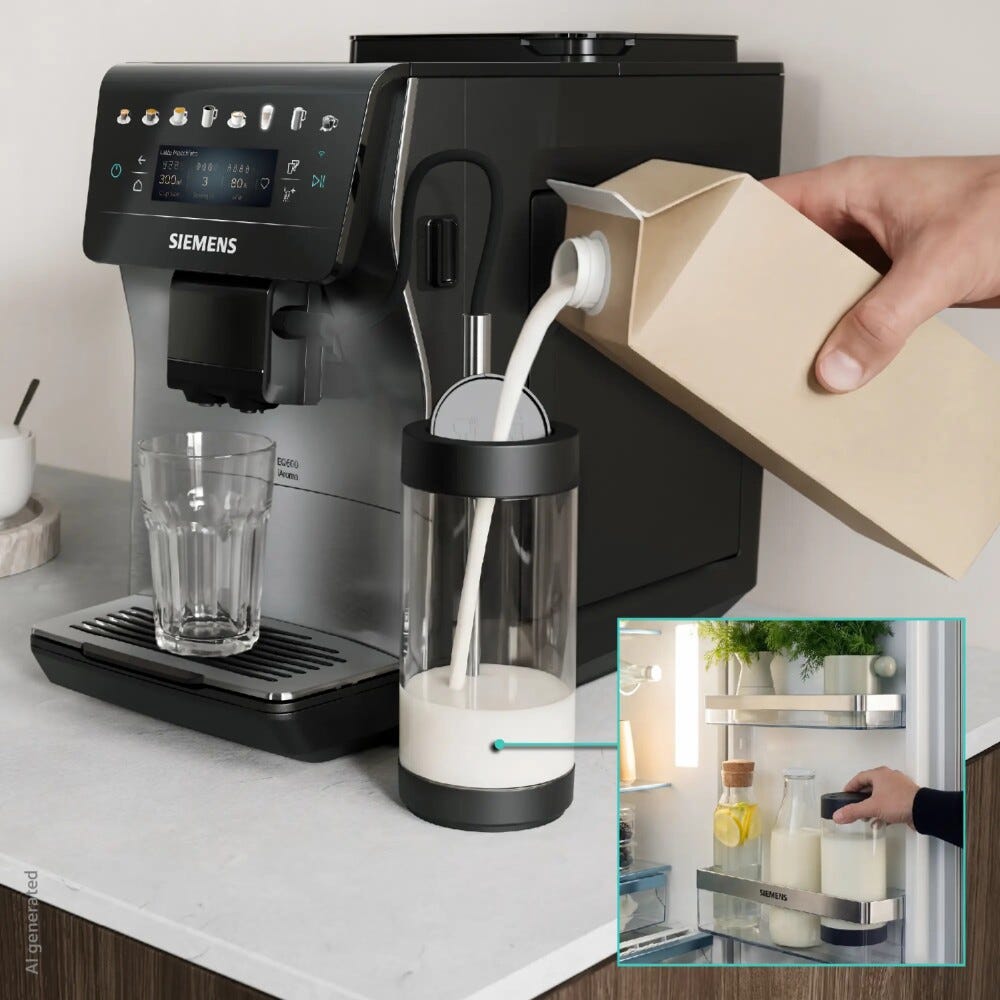Siemens TP605EM3 Macchina da caffè automatica, quickCup, coffeeWorld, Cold Brew, Silver Metallic