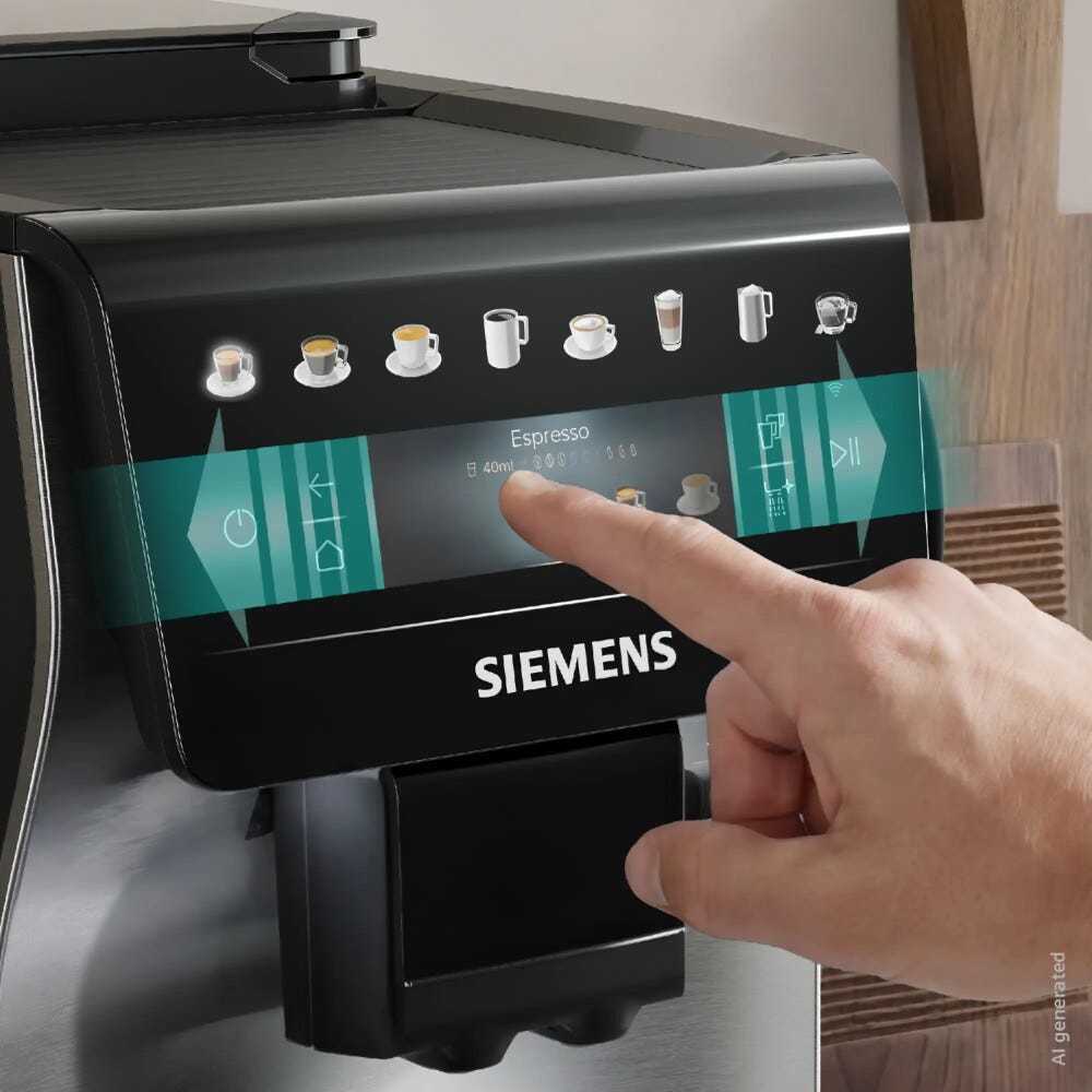 Siemens TP605EM3 Macchina da caffè automatica, quickCup, coffeeWorld, Cold Brew, Silver Metallic