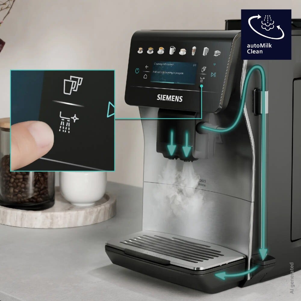 Siemens TP605EM3 Macchina da caffè automatica, quickCup, coffeeWorld, Cold Brew, Silver Metallic