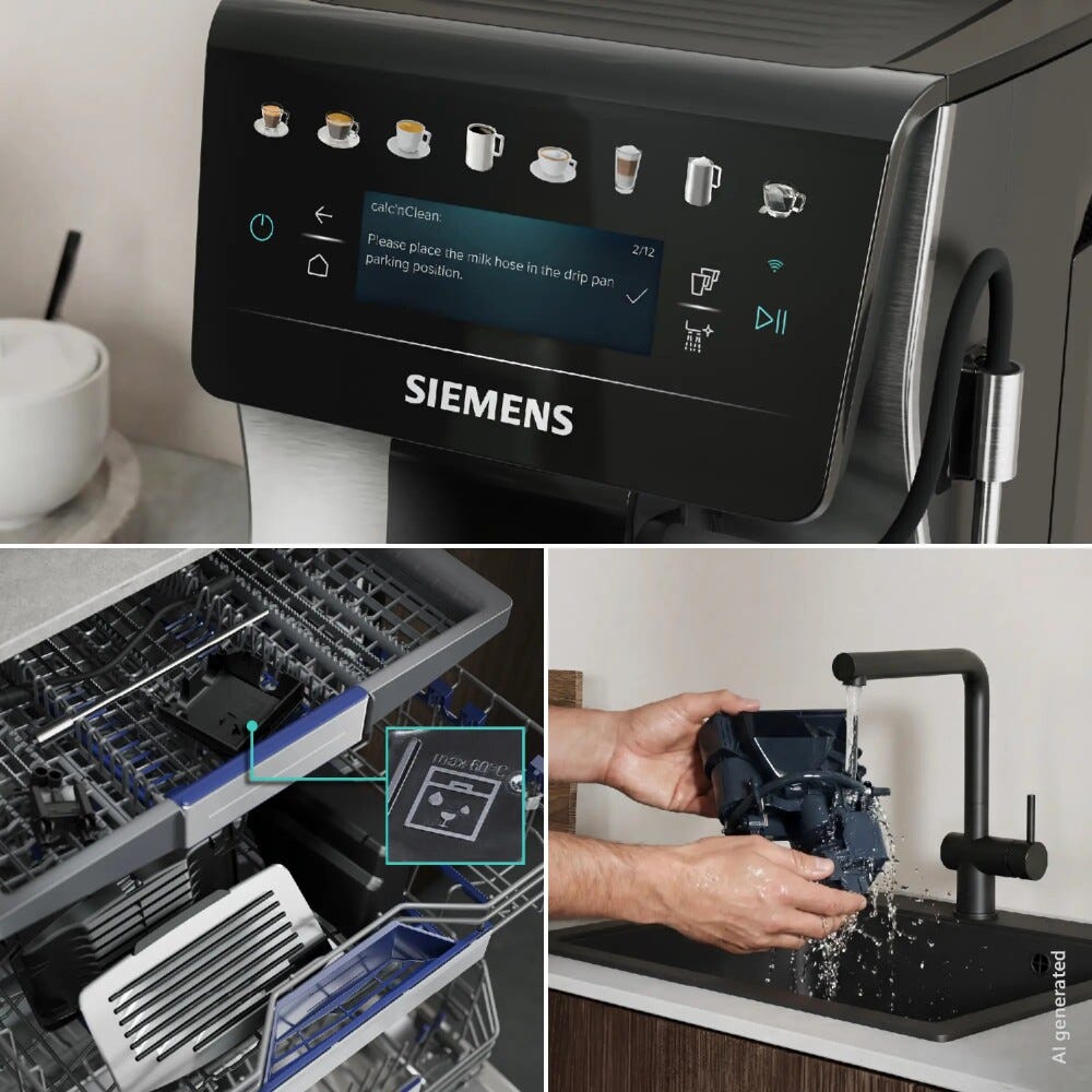 Siemens TP605EM3 Macchina da caffè automatica, quickCup, coffeeWorld, Cold Brew, Silver Metallic