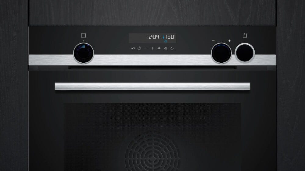 Siemens HR578GFS7F Forno combinato pirolitico da incasso, 71 L, vapore aggiuntivo, pyrolyse, cookControl30, classe A+, Nero