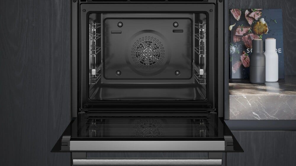 Siemens HR578GFS7F Forno combinato pirolitico da incasso, 71 L, vapore aggiuntivo, pyrolyse, cookControl30, classe A+, Nero
