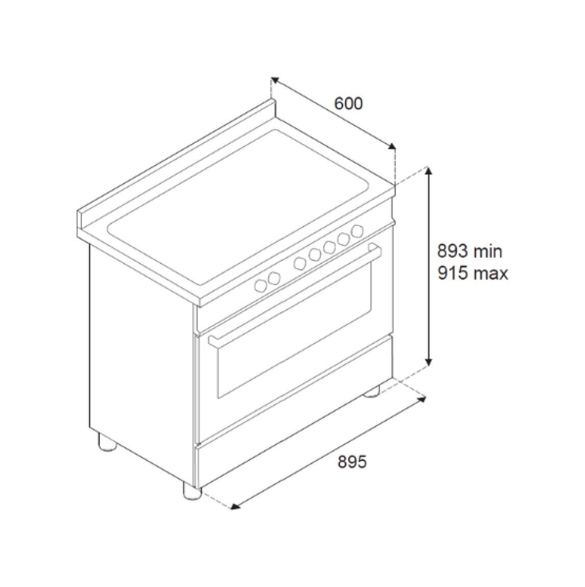 Bertazzoni PRO95I1ENET2 Professional Cucina da accosto Bertazzoni con Forno multifunzione 103 L, piano induzione 5 zone, nero