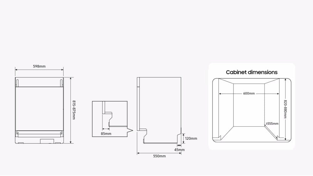 Samsung DW70H73WCI0U1 Lavastoviglie da incasso integrata totale, 14 coperti, classe C, Flex Load, Soft Railing