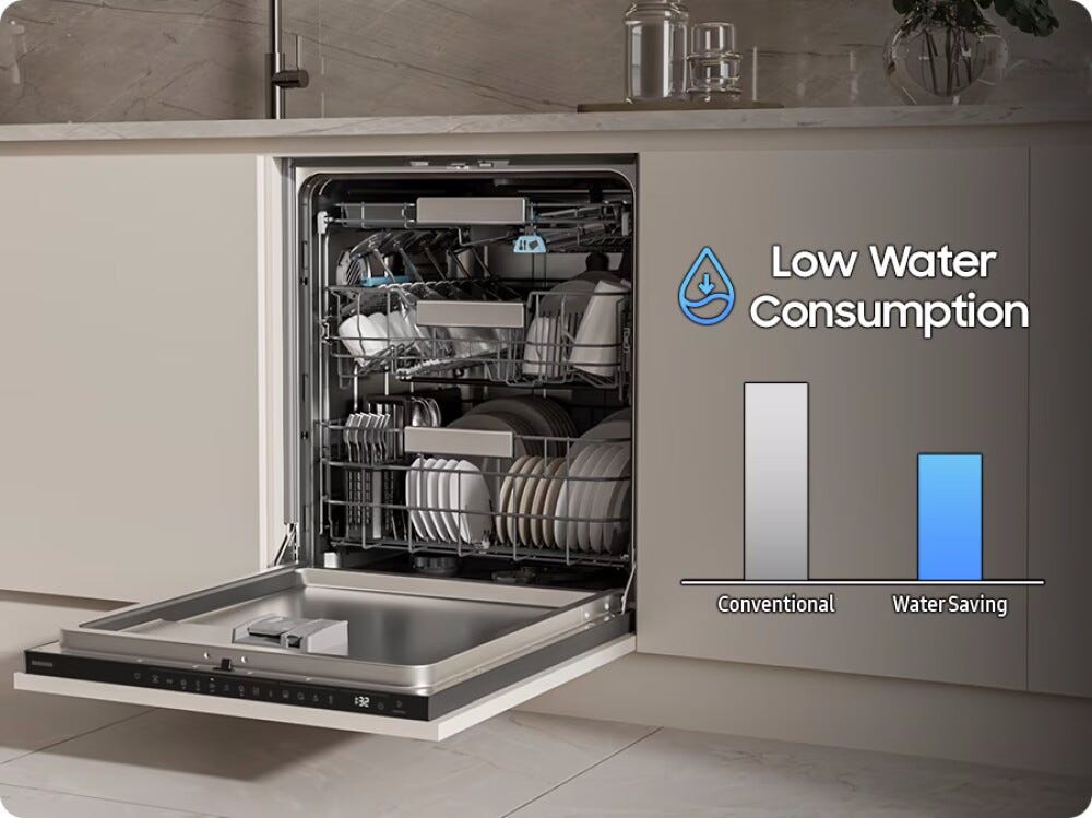 Samsung DW90H79H1B0 Lavastoviglie da incasso integrata totale, 14 coperti, classe A, AI Wash, Auto Open, 9 programmi