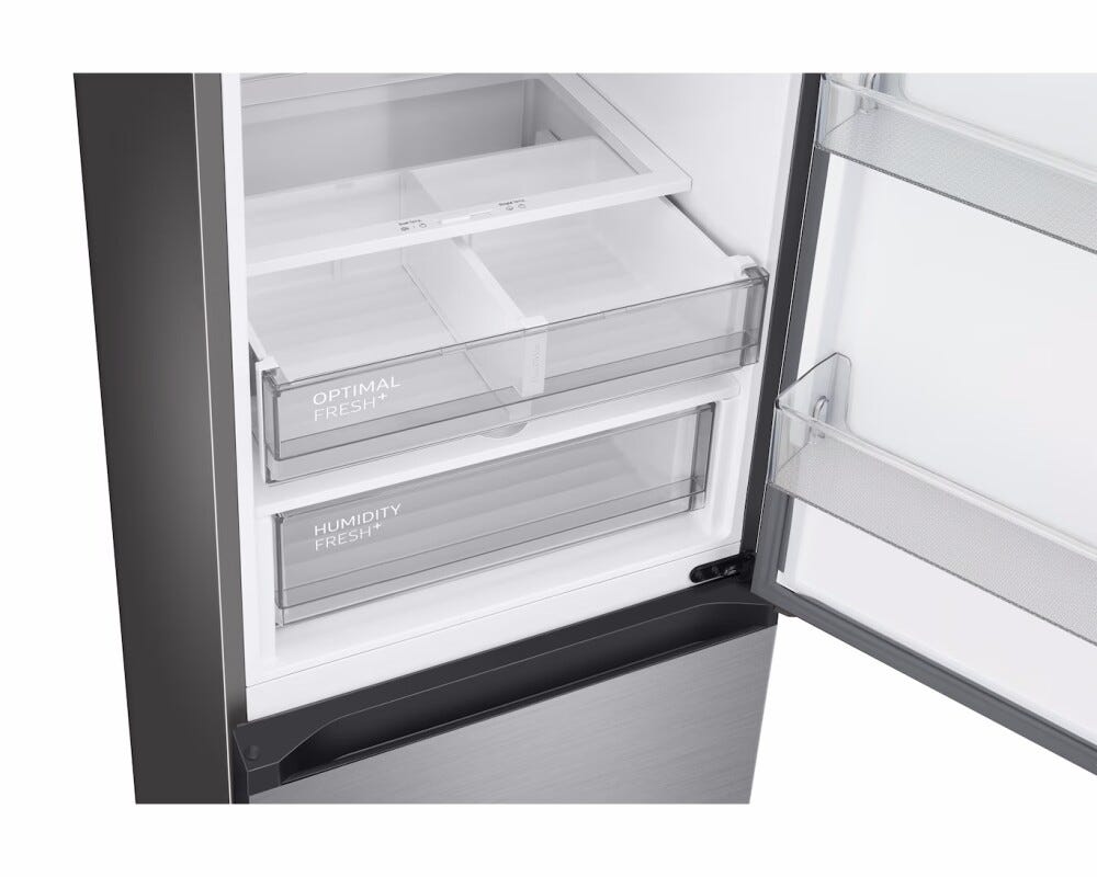Samsung RB38C7B6AS9 Frigorifero con congelatore a libera installazione 387 L, BESPOKE, classe A, No Frost, Metal Cooling, AI Energy Mode, inox spazzolato