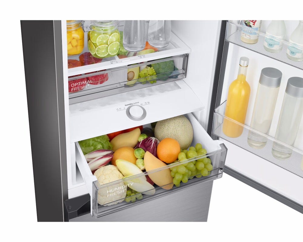 Samsung RB38C7B6AS9 Frigorifero con congelatore a libera installazione 387 L, BESPOKE, classe A, No Frost, Metal Cooling, AI Energy Mode, inox spazzolato