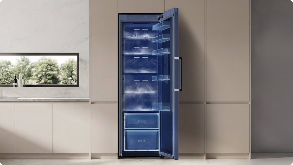 Samsung RR40H39GETEO Frigorifero monoporta a libera installazione 387 L, No Frost, All Around Cooling, classe E, inox spazzolato