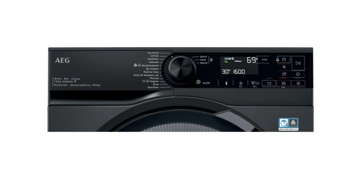 AEG LWR73166OE Lavasciuga a libera installazione, 10/6 kg, 1600 rpm, ProSteam®, UniversalDose, classe A