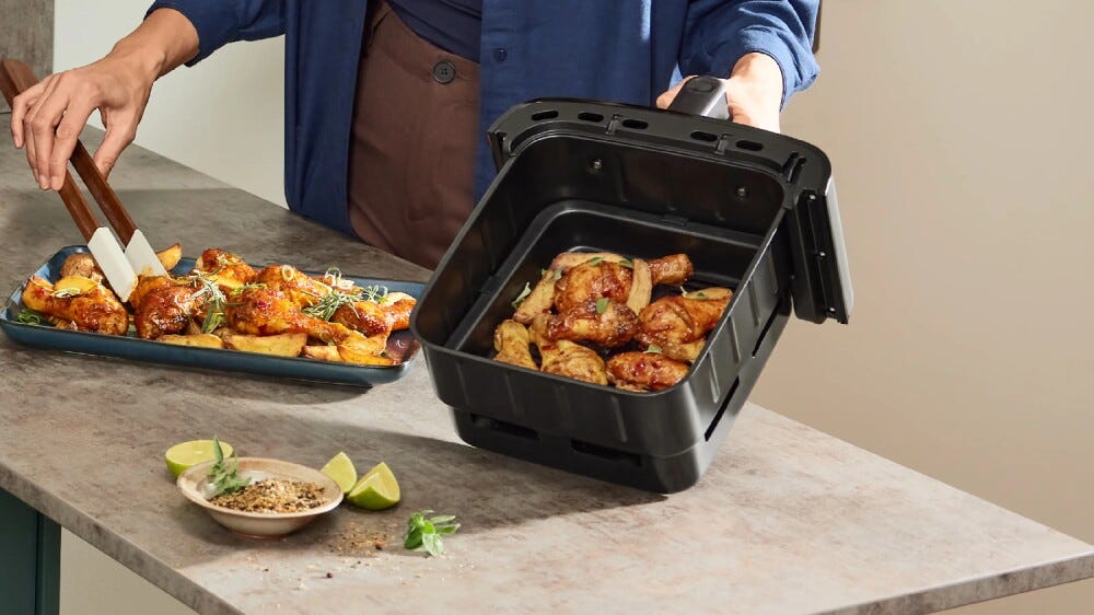 Bosch MAFD661B0 Friggitrice ad aria doppio cestello verticale, 12 L, 6 programmi, 2800 W, nero
