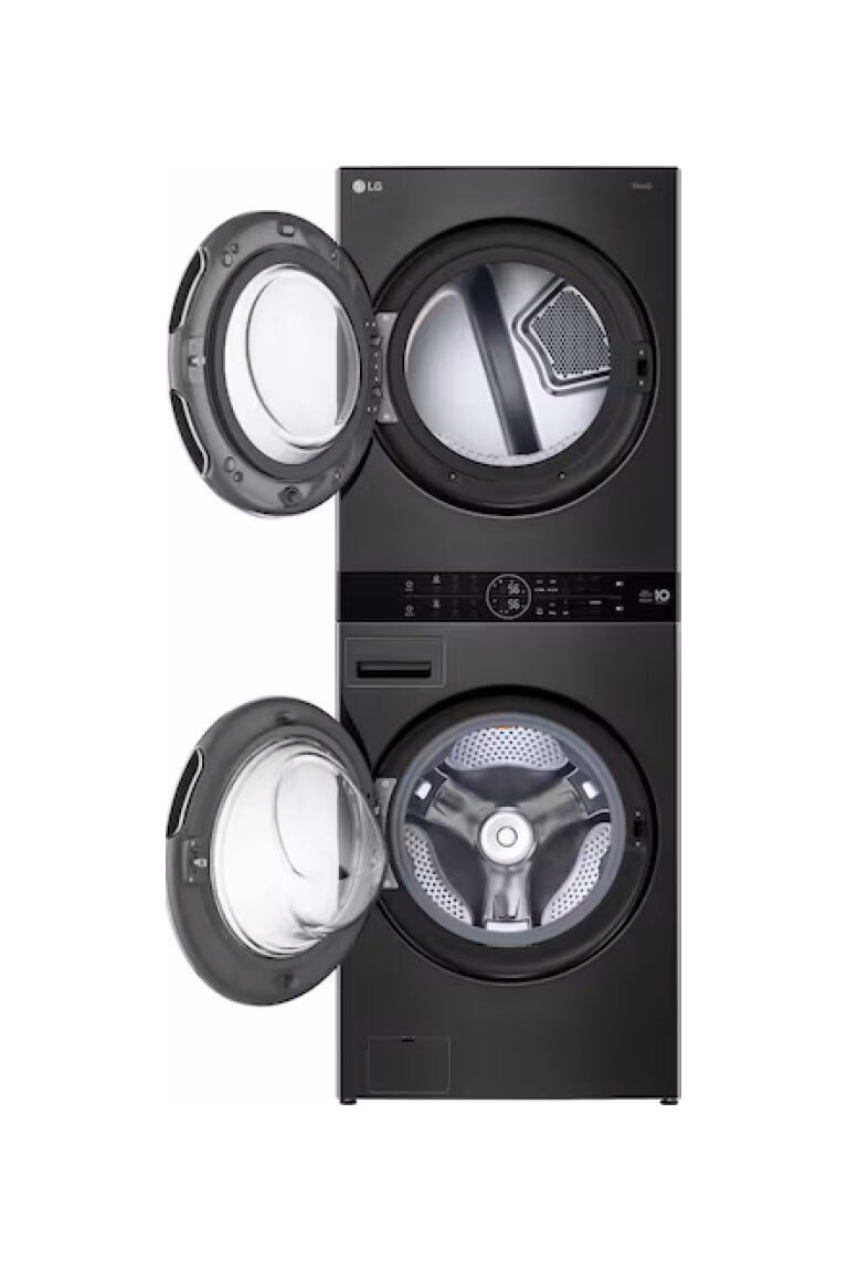 LG WT1716BBF Colonna Bucato 17+16 kg, AI Direct Drive, TurboWash, Asciugatrice D, Smart Wi‑Fi, acciaio nero