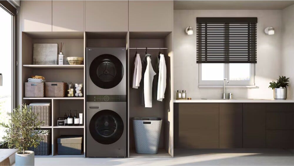 LG WT1716BBF Colonna Bucato 17+16 kg, AI Direct Drive, TurboWash, Asciugatrice D, Smart Wi‑Fi, acciaio nero