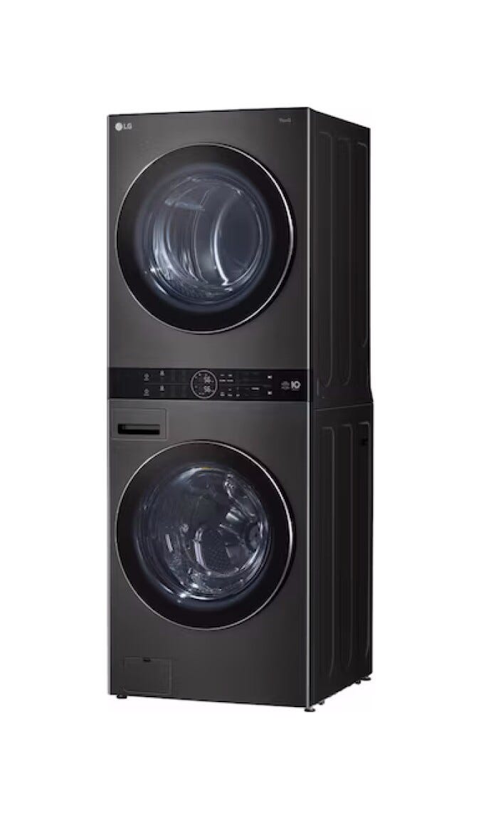 LG WT1716BBF Colonna Bucato 17+16 kg, AI Direct Drive, TurboWash, Asciugatrice D, Smart Wi‑Fi, acciaio nero