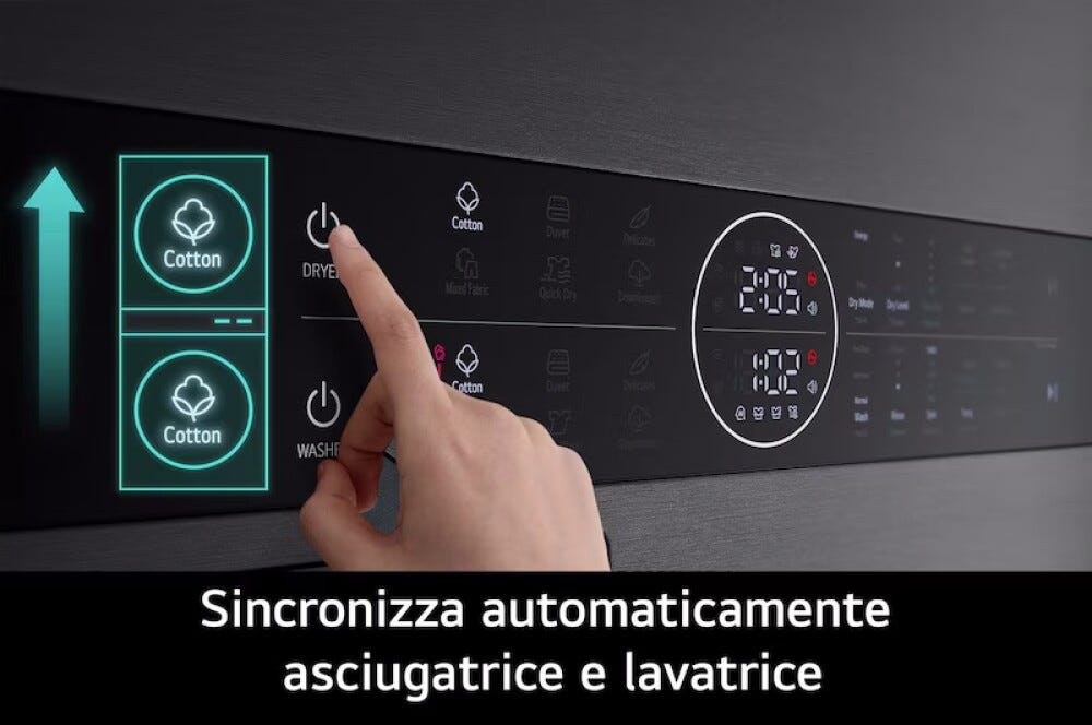 LG WT1716BBF Colonna Bucato 17+16 kg, AI Direct Drive, TurboWash, Asciugatrice D, Smart Wi‑Fi, acciaio nero