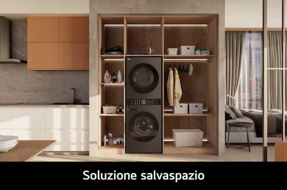 LG WT1716BBF Colonna Bucato 17+16 kg, AI Direct Drive, TurboWash, Asciugatrice D, Smart Wi‑Fi, acciaio nero
