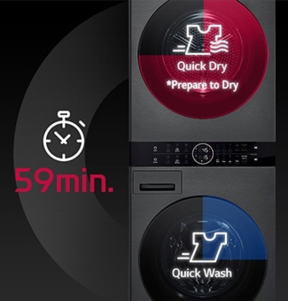 LG WT1716BBF Colonna Bucato 17+16 kg, AI Direct Drive, TurboWash, Asciugatrice D, Smart Wi‑Fi, acciaio nero