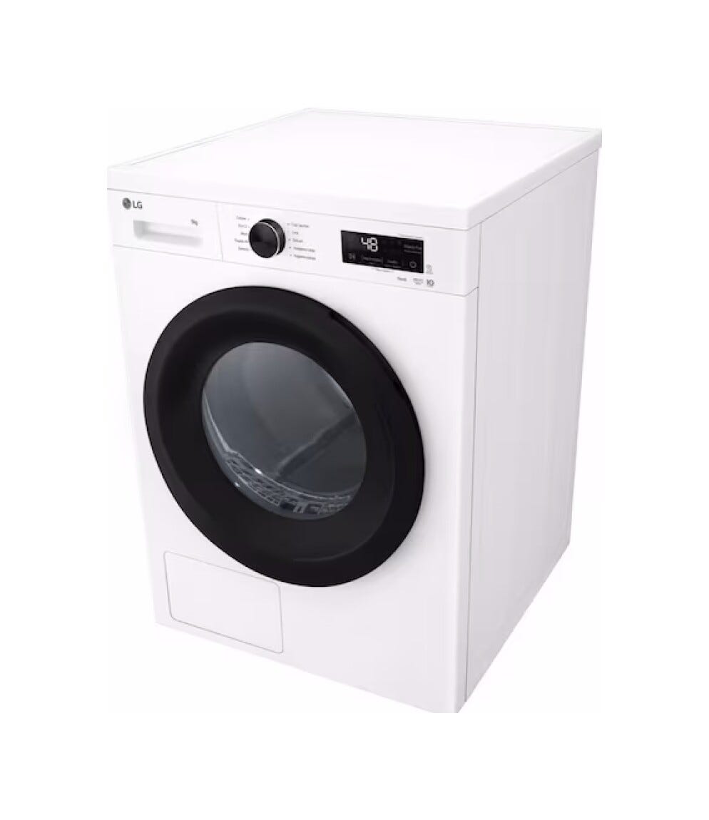 LG RNX1009NWK Asciugatrice 9 kg, Pompa di Calore R290, Classe C, Motore Inverter, Wi‑Fi ThinQ, bianco