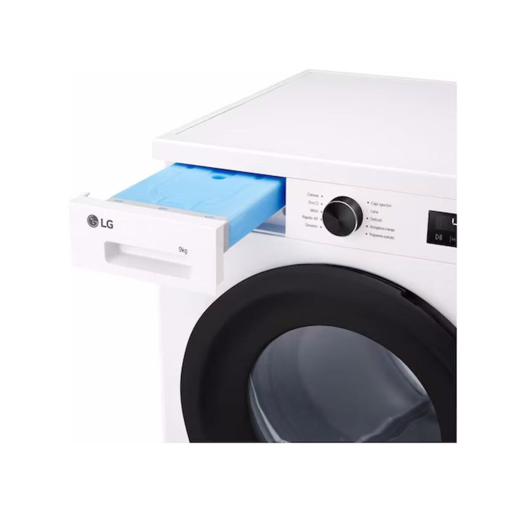 LG RNX1009NWK Asciugatrice 9 kg, Pompa di Calore R290, Classe C, Motore Inverter, Wi‑Fi ThinQ, bianco