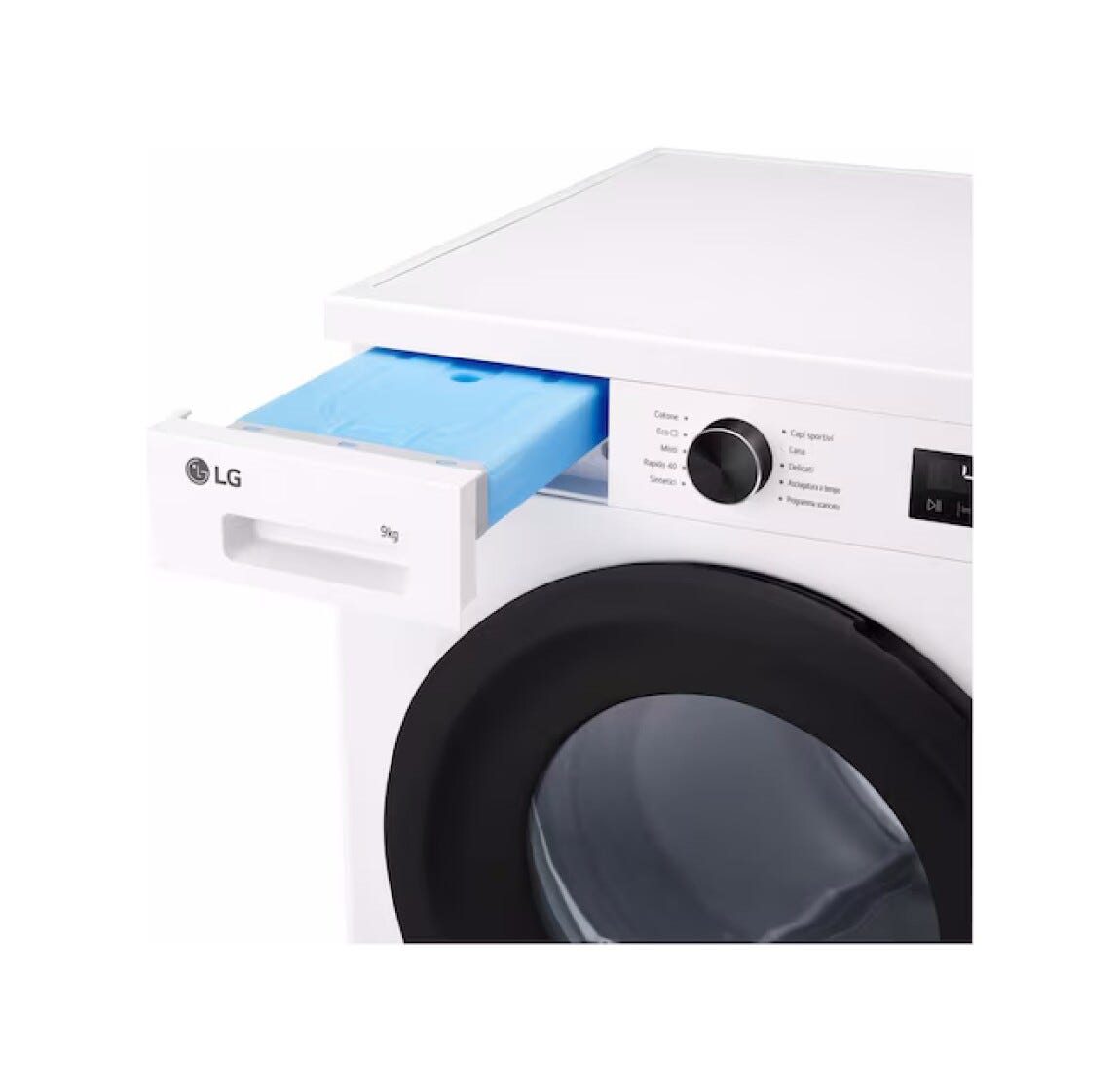LG RNX1009NWK Asciugatrice 9 kg, Pompa di Calore R290, Classe C, Motore Inverter, Wi‑Fi ThinQ, bianco