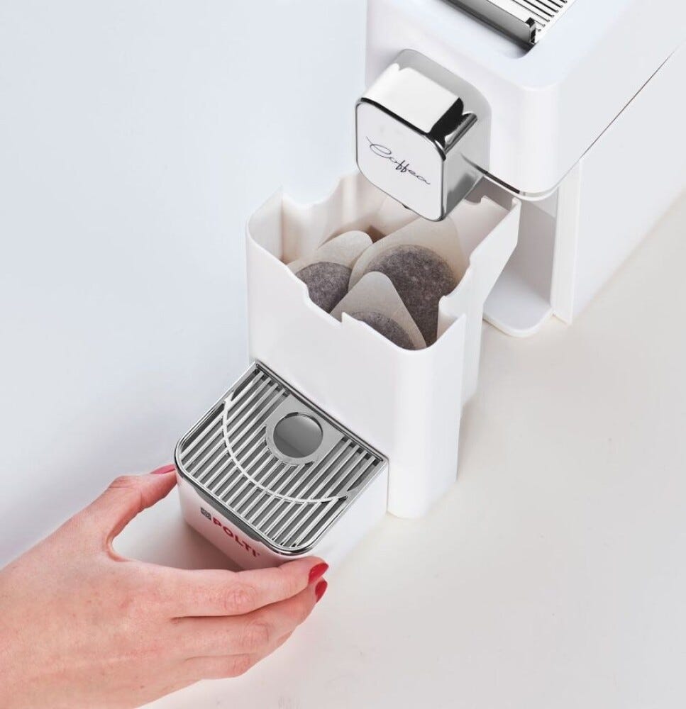polti S15W Coffea Macchina da caffè espresso a cialde ESE, bianco, 19 bar, 1400 W
