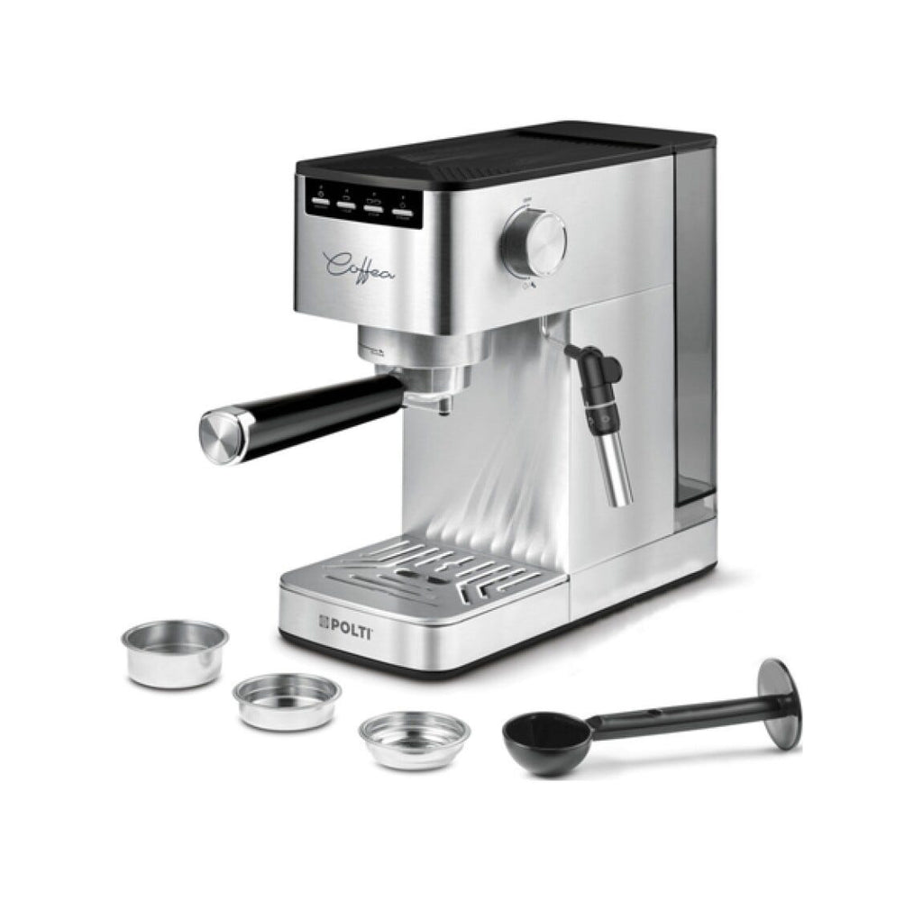 polti PCEU0131 Macchina da caffè, caffè macinato e cialde E.S.E., 15 bar, kit degustazione 54 cialde, argento