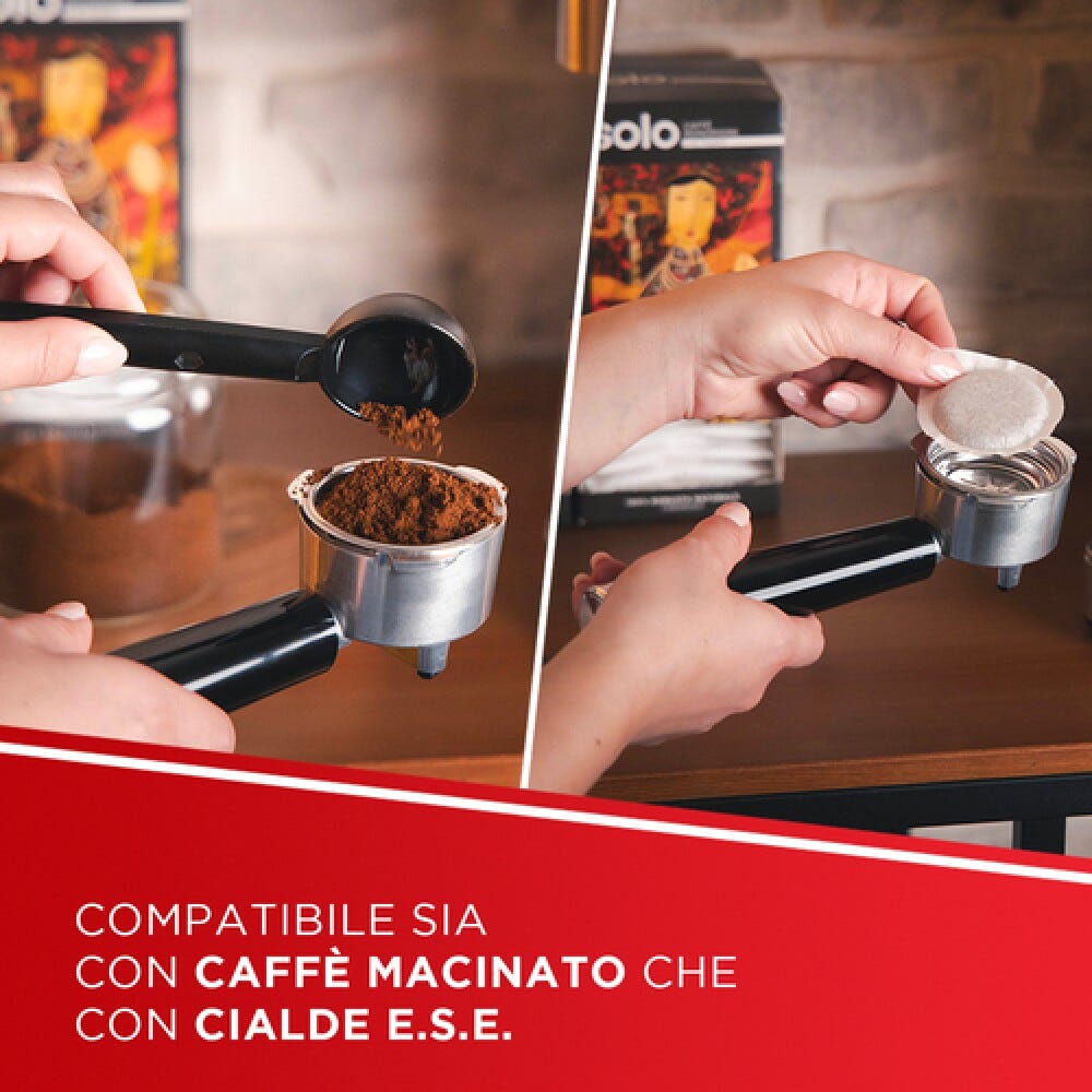polti PCEU0131 Macchina da caffè, caffè macinato e cialde E.S.E., 15 bar, kit degustazione 54 cialde, argento