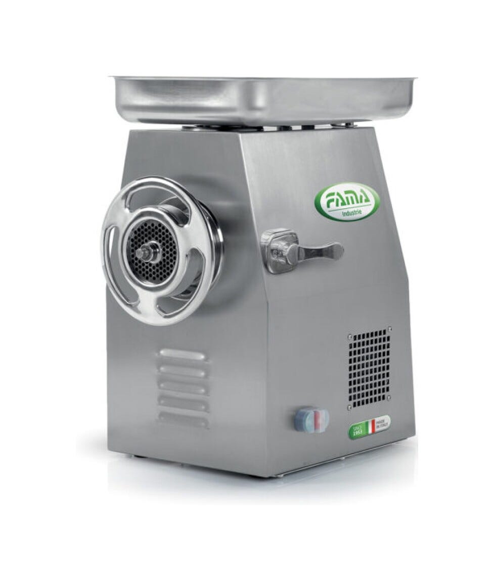 Fama FTI138R.01 Tritacarne trifase, gruppo inox, bocca Ø76 mm, 600 kg/h, ingranaggi a bagno d’olio