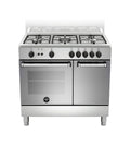 La Germania AMN9P5GXVC Americana Cucina da accosto Piano inox 90 cm, 5 fuochi, forno gas ventilato, cavità extra-large, inox