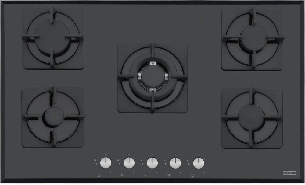 Franke FHNS 905 4G TC BK C Smart Linear Square Piano cottura a gas cm. 90, 5 fuochi, vetro nero