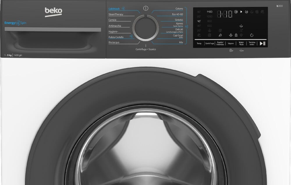 Beko BMWEU9149DA Lavatrice a carica frontale a libera installazione, 9 kg, 1400 giri/min, classe A, bianco